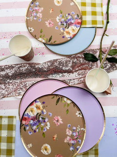 Gold Light Blue Paper Plate (8pcs)