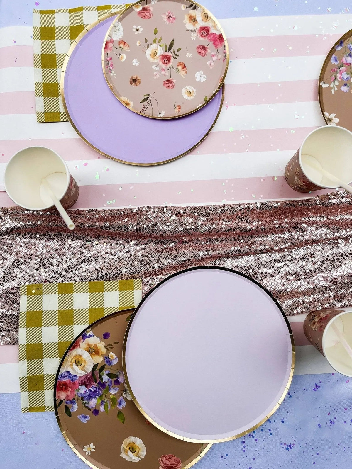 Gold Purple Paper Plate (8pcs)