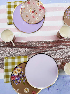 Gold Purple Paper Plate (8pcs)