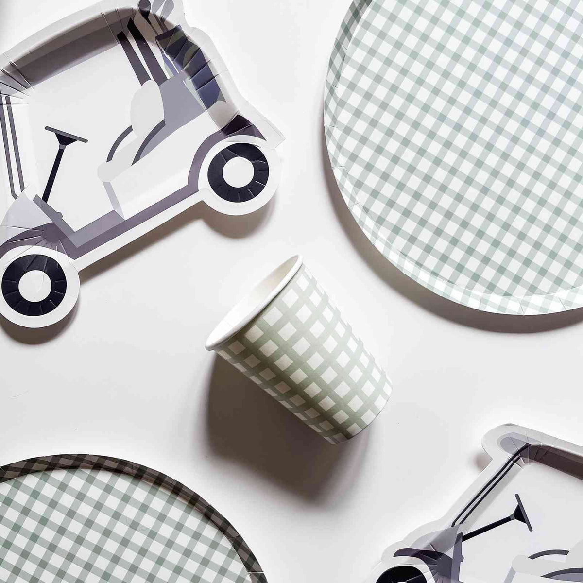 Premium Gingham Green Plate (12pcs)