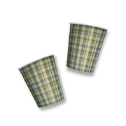 Green & Blue Plaid Cups (8pcs)