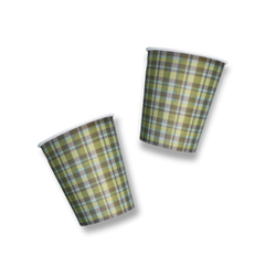 Green & Blue Plaid Cups (8pcs)