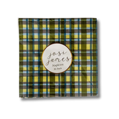 Green & Blue Plaid Large, Disposable Paper Napkins (16pcs)