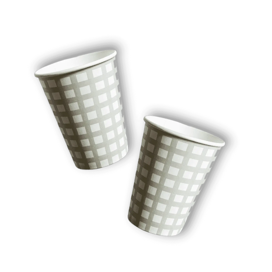 Green Gingham Cups (12pcs)