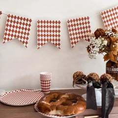 Orange Bavarian Checkered Cups (8pcs)