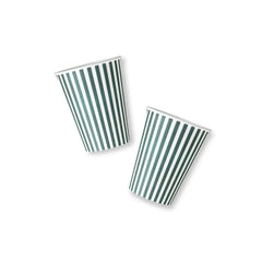 Green & White Candy Stripe Paper Cups (12pcs)
