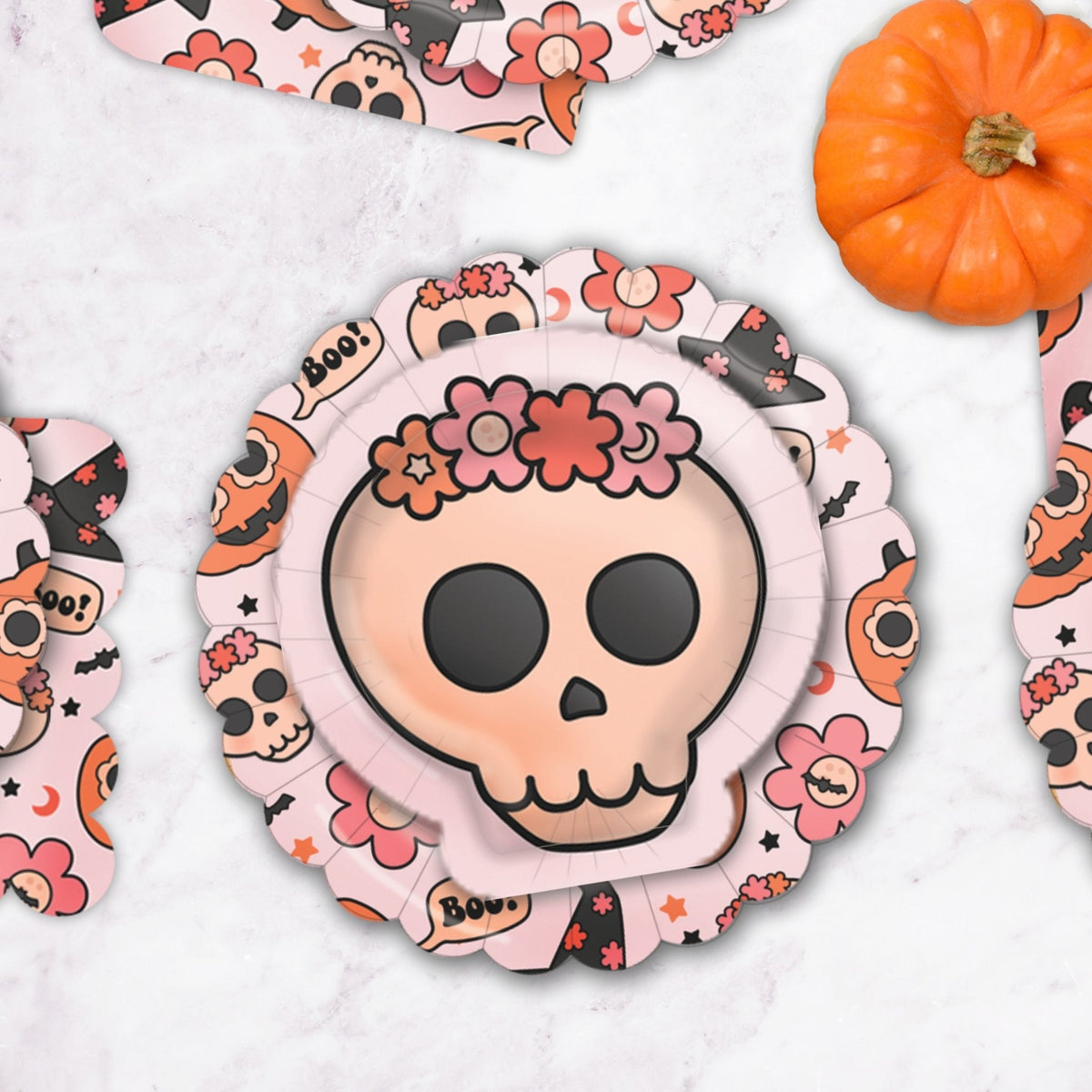 Groovy Halloween Skull Paper Plates