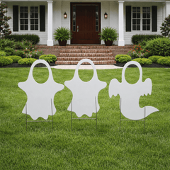 Halloween Ghost Photo Prop Cut Out Yard Signs with 3 H-Frame Wire Stakes
