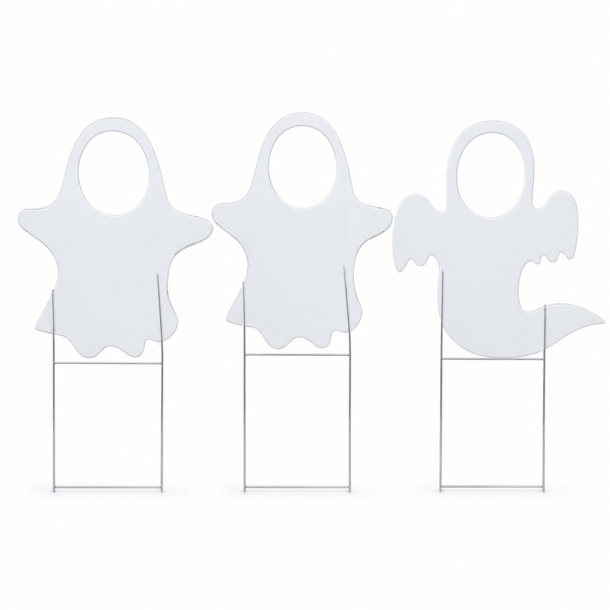 Halloween Ghost Photo Prop Cut Out Yard Signs with 3 H-Frame Wire Stakes