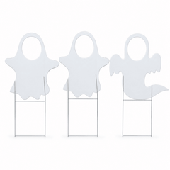 Halloween Ghost Photo Prop Cut Out Yard Signs with 3 H-Frame Wire Stakes