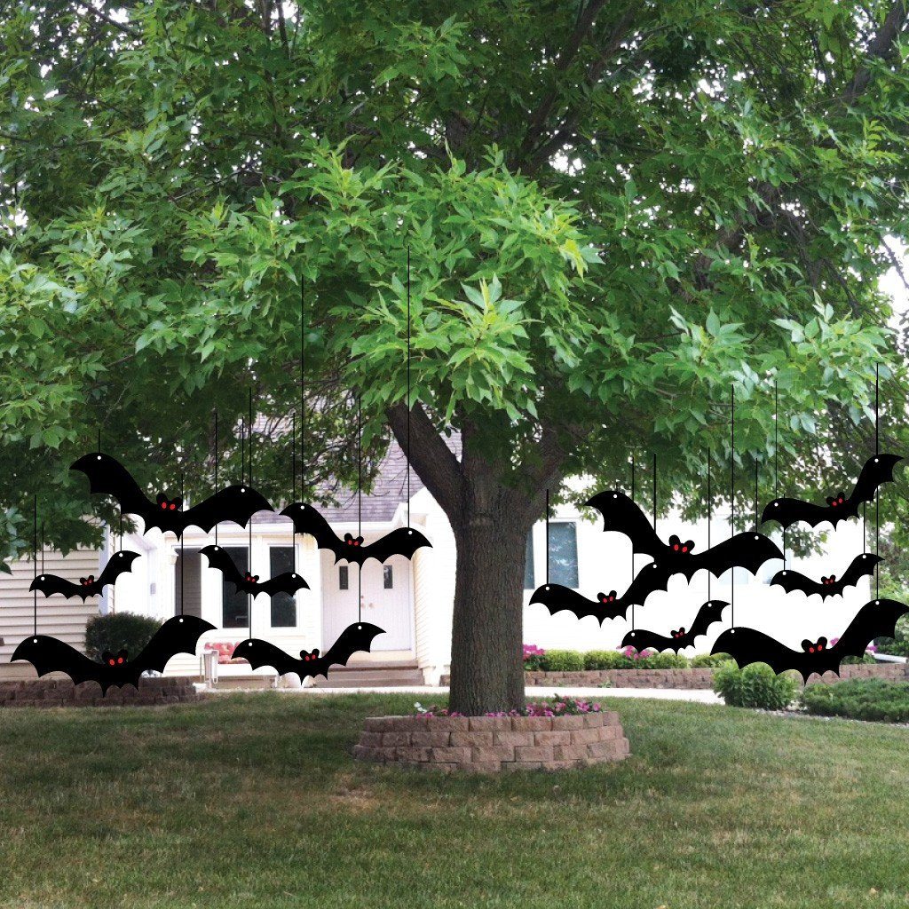 Scary Hanging Bats Set of 12 Halloween Decorations