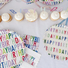 Happy Birthday Bright Scalloped Salad Plate, 12pcs