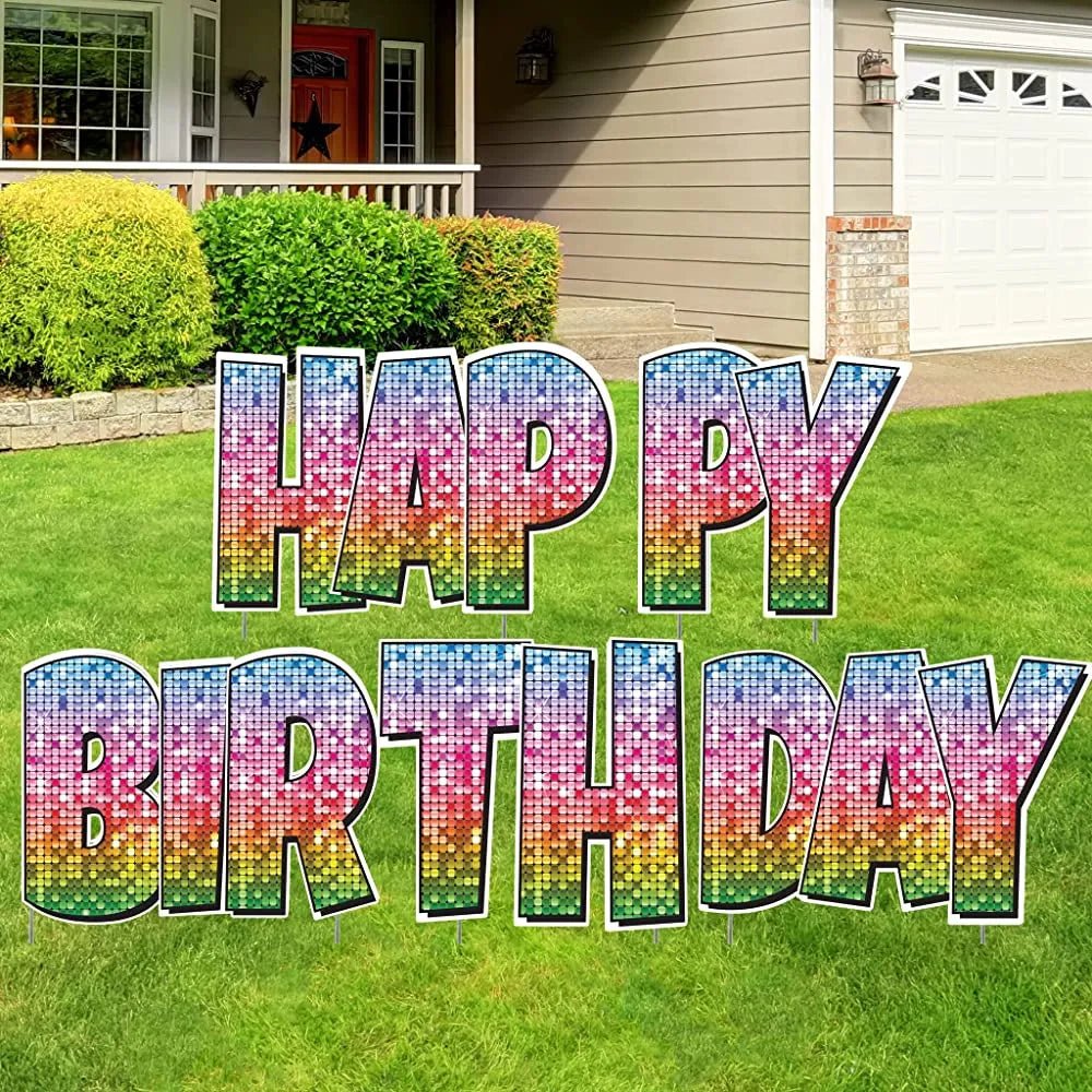 Happy Birthday Quick Set | Luckiest Guy Font | 24" Disco Sparkle | 5 pc Set