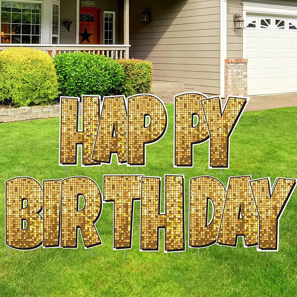 Happy Birthday Quick Set | Luckiest Guy Font | 24" Disco Sparkle | 5 pc Set