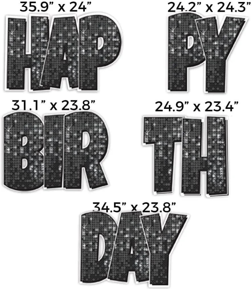 Happy Birthday Quick Set | Luckiest Guy Font | 24" Disco Sparkle | 5 pc Set