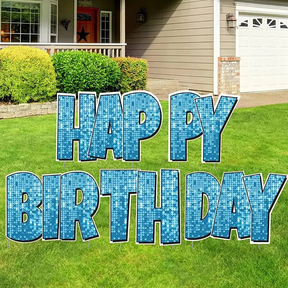 Happy Birthday Quick Set | Luckiest Guy Font | 24" Disco Sparkle | 5 pc Set