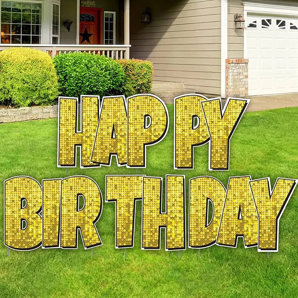 Happy Birthday Quick Set | Luckiest Guy Font | 24" Disco Sparkle | 5 pc Set