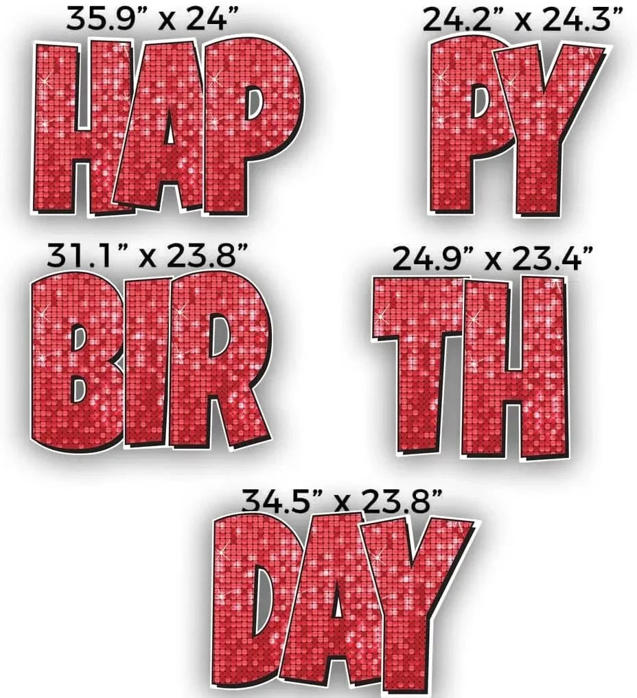 Happy Birthday Quick Set | Luckiest Guy Font | 24" Disco Sparkle | 5 pc Set