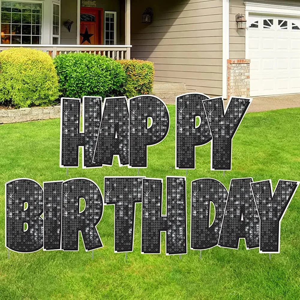 Happy Birthday Quick Set | Luckiest Guy Font | 24" Disco Sparkle | 5 pc Set
