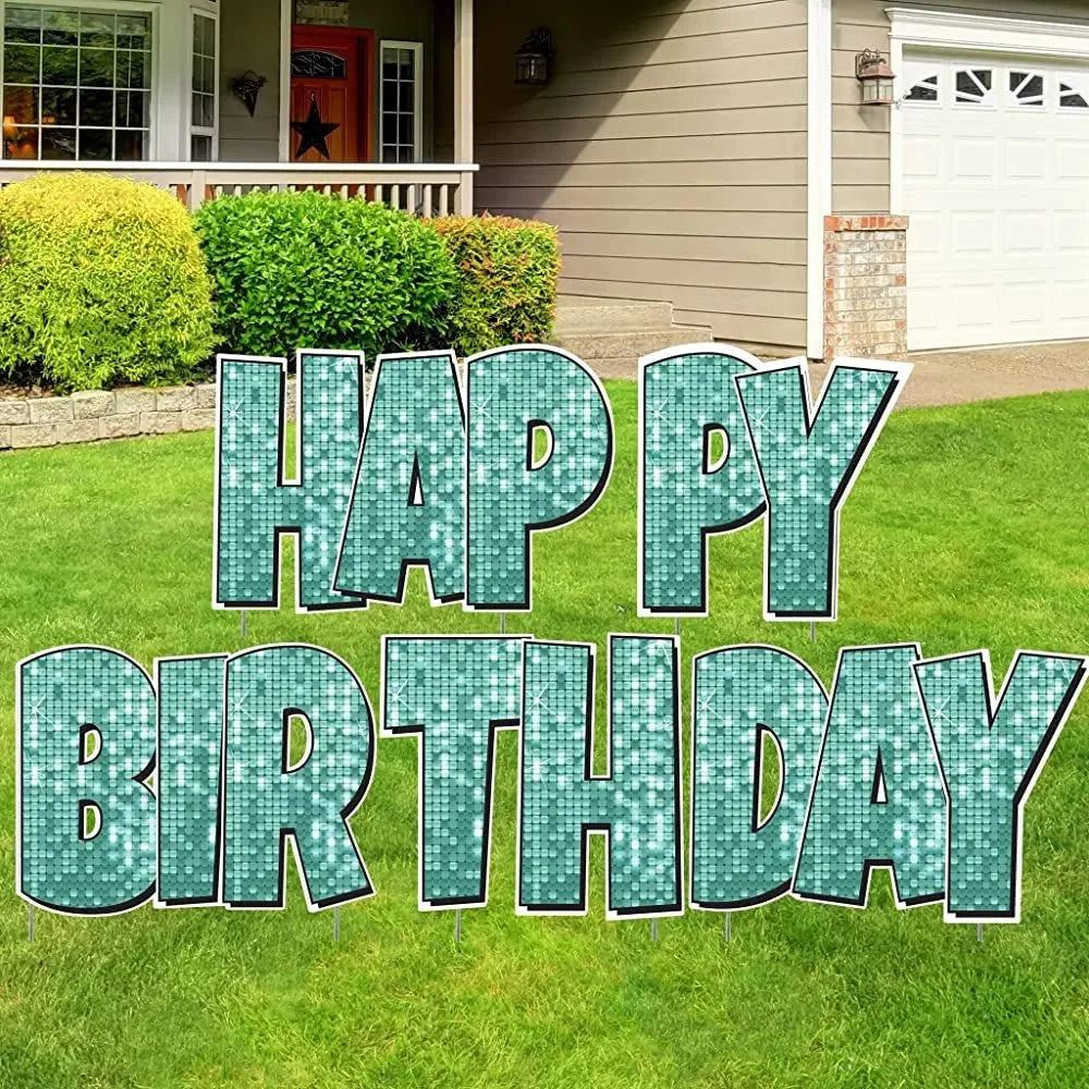 Happy Birthday Quick Set | Luckiest Guy Font | 24" Disco Sparkle | 5 pc Set