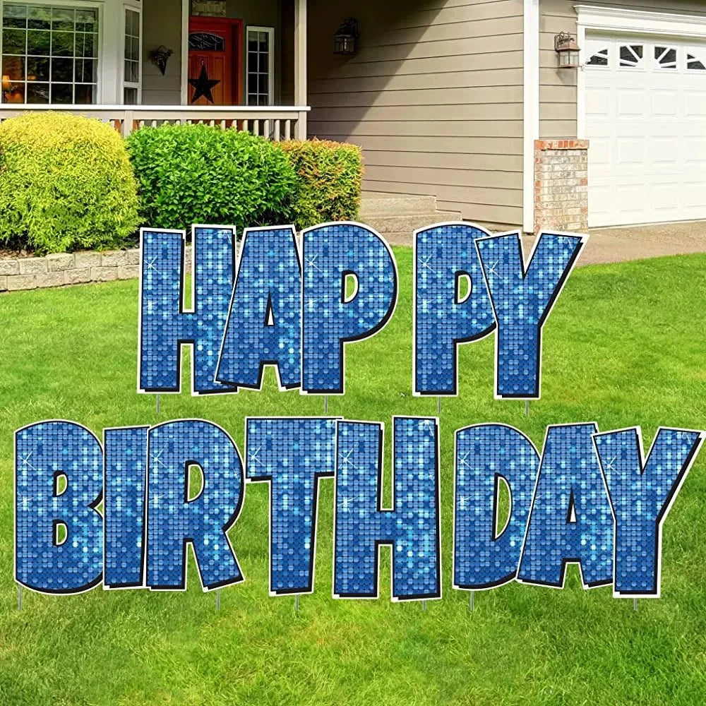 Happy Birthday Quick Set | Luckiest Guy Font | 24" Disco Sparkle | 5 pc Set