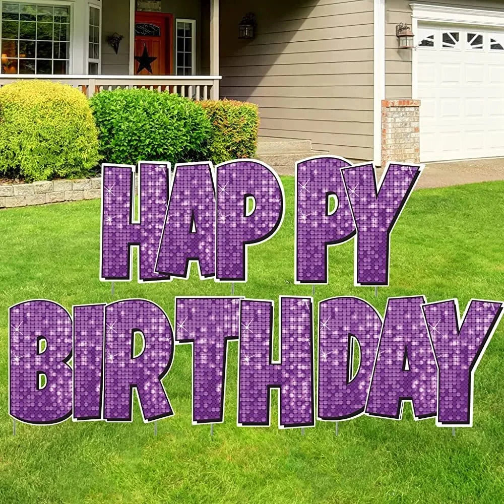 Happy Birthday Quick Set | Luckiest Guy Font | 24" Disco Sparkle | 5 pc Set