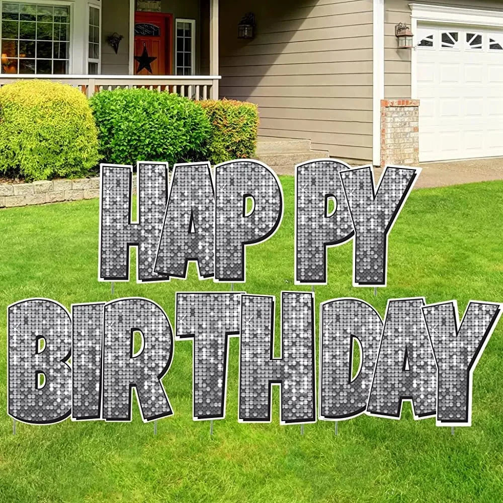 Happy Birthday Quick Set | Luckiest Guy Font | 24" Disco Sparkle | 5 pc Set