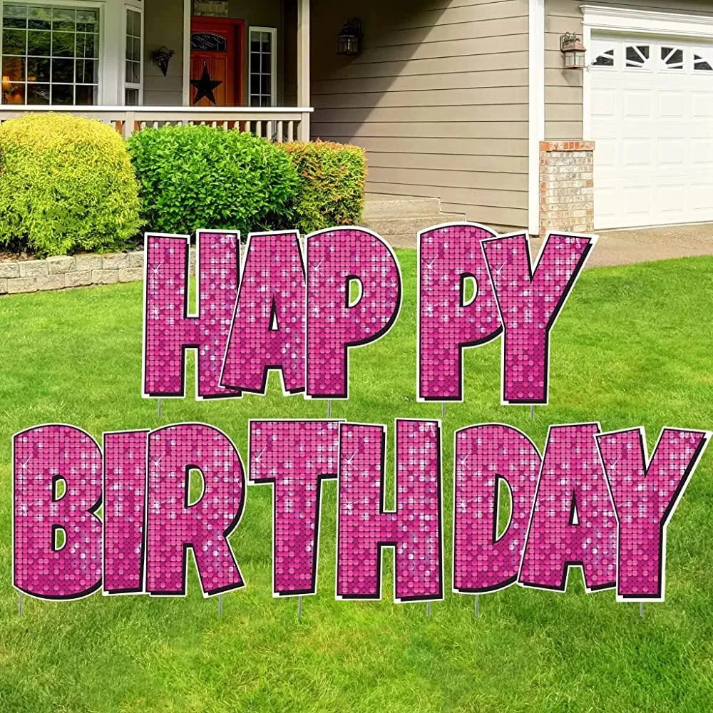 Happy Birthday Quick Set | Luckiest Guy Font | 24" Disco Sparkle | 5 pc Set