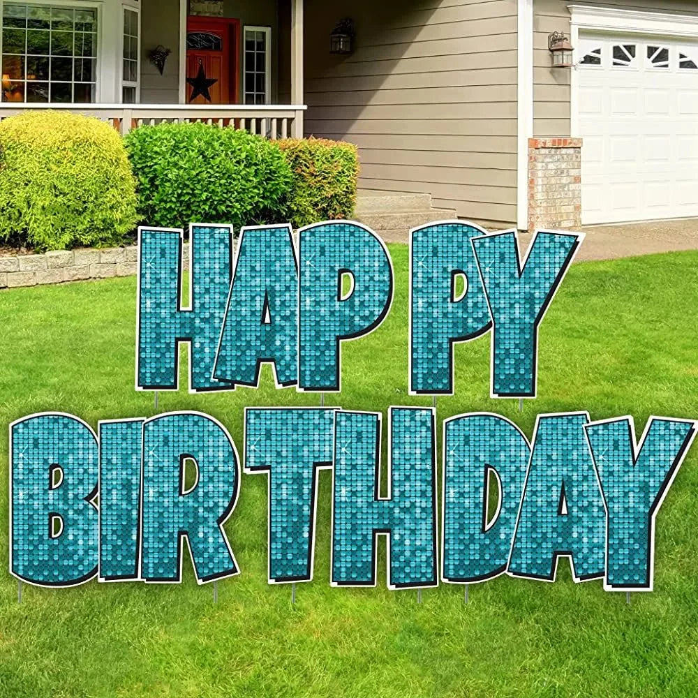 Happy Birthday Quick Set | Luckiest Guy Font | 24" Disco Sparkle | 5 pc Set