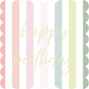 Happy Birthday Scalloped Striped Lunch Napkin, 40 Napkins