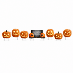 Happy Haunted Birthday Halloween Yard Signs – 7-Piece Scary Pumpkin Birthday Lawn Decoration Set with Stakes
