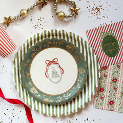 Hearth & Holly Vintage Floral Striped Guest Napkins (24pcs)