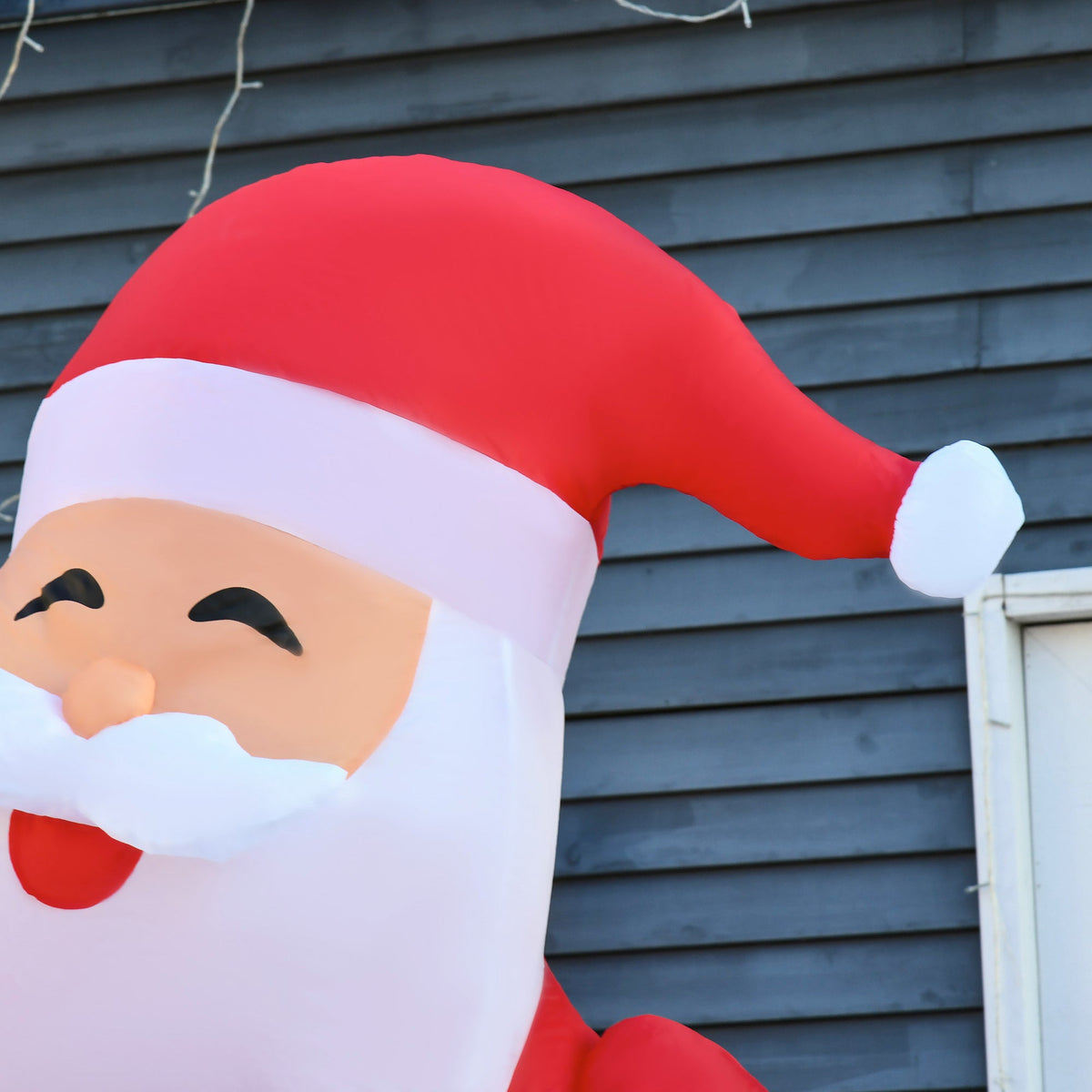 HOMCOM 8' Christmas Inflatable Santa Claus with Candy Cane, Outdoor Blow-Up Yard Decoration with LED Lights Display