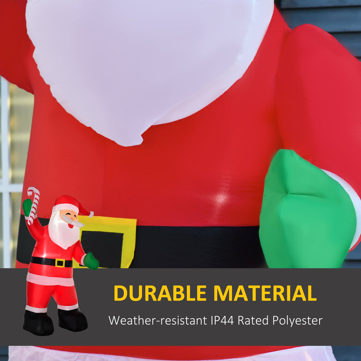 HOMCOM 8' Christmas Inflatable Santa Claus with Candy Cane, Outdoor Blow-Up Yard Decoration with LED Lights Display