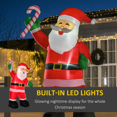 HOMCOM 8' Christmas Inflatable Santa Claus with Candy Cane, Outdoor Blow-Up Yard Decoration with LED Lights Display