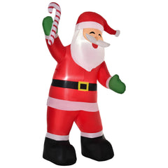 HOMCOM 8' Christmas Inflatable Santa Claus with Candy Cane, Outdoor Blow-Up Yard Decoration with LED Lights Display