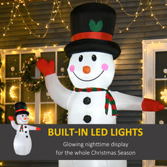 HOMCOM 8’ Christmas Inflatables Outdoor Decorations Snowman, Blow-Up Yard Christmas Decor with LED Lights Display