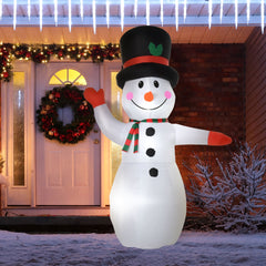 HOMCOM 8’ Christmas Inflatables Outdoor Decorations Snowman, Blow-Up Yard Christmas Decor with LED Lights Display