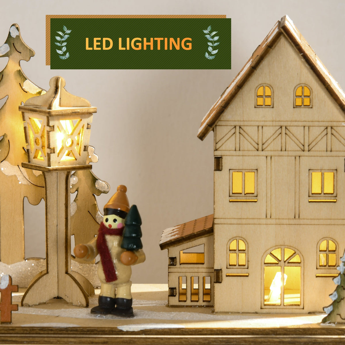 HOMCOM Christmas Advent Calendar, Light Up Wooden Holiday Decoration with 24 Drawers