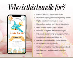 Digital Birthday Invitations Bundle | PLR & MRR Digital Product | 35 Canva Templates for Print on Demand and Digital Marketing