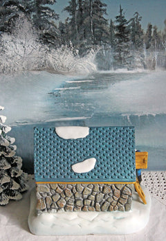 Dickens Christmas Towne Frost’s Ice House – Hand-Painted Porcelain Village Building with Light Kit, Holiday Decor