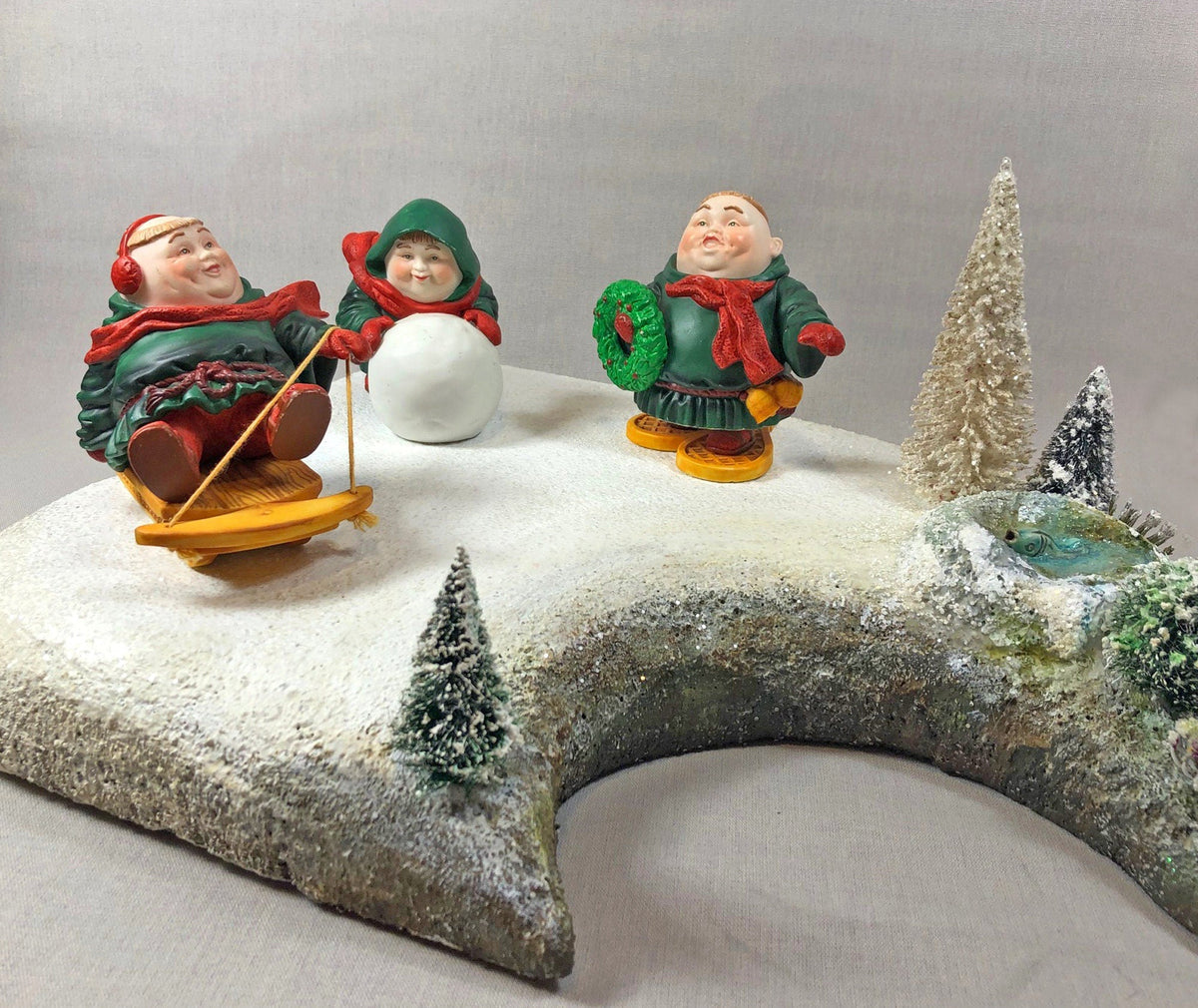 Monks Christmas Figurines. Set of Three Merry Makers: Sebastian, Sigmond, Solomon