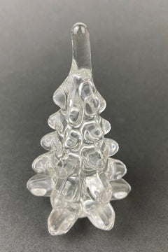 Lead Crystal Clear Christmas Tree. Hand Crafted Art Glass Spruce Tree. 8" Tall Pine. Holiday or Year-Round Decor.