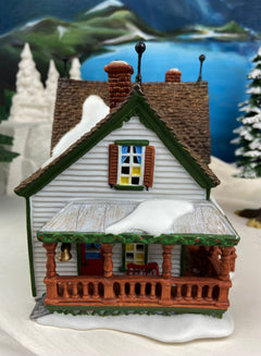 Christmas Village Accessories by Department 56.  Illuminated Harper's Farmhouse. New England Village Series.