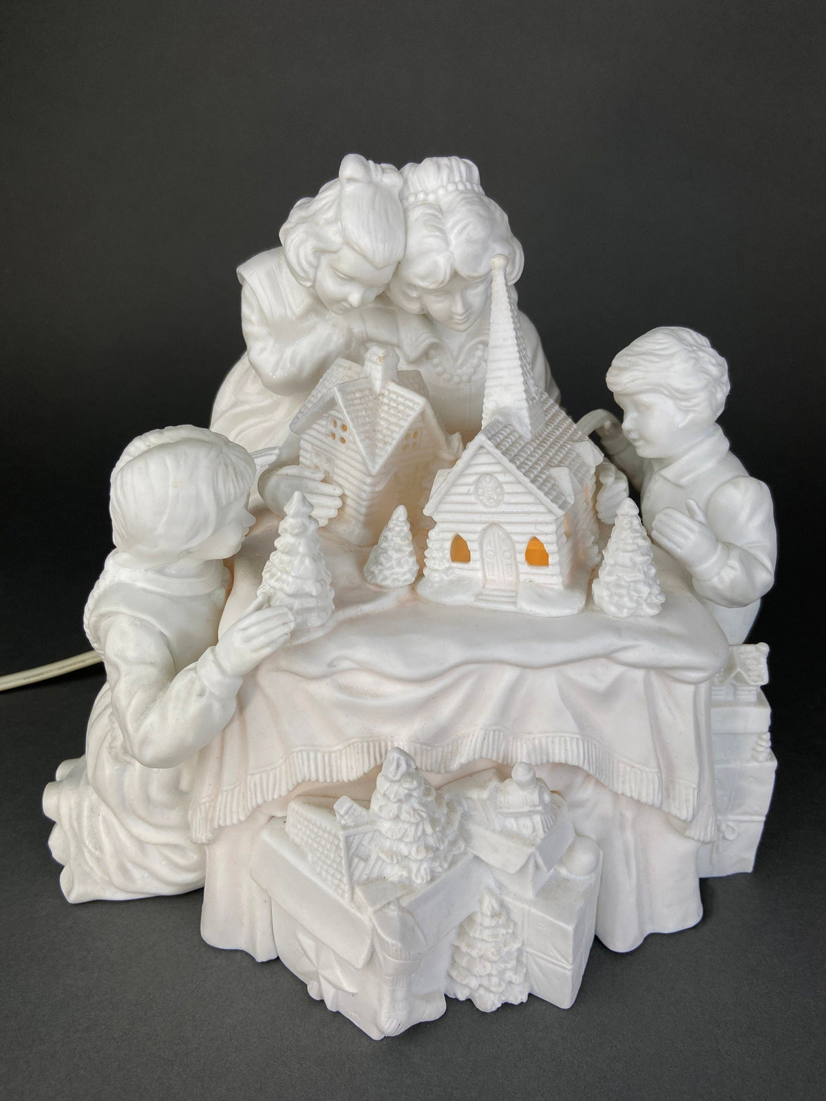 Christmas Figurine: Illuminated Porcelain Family Tradition Night Light