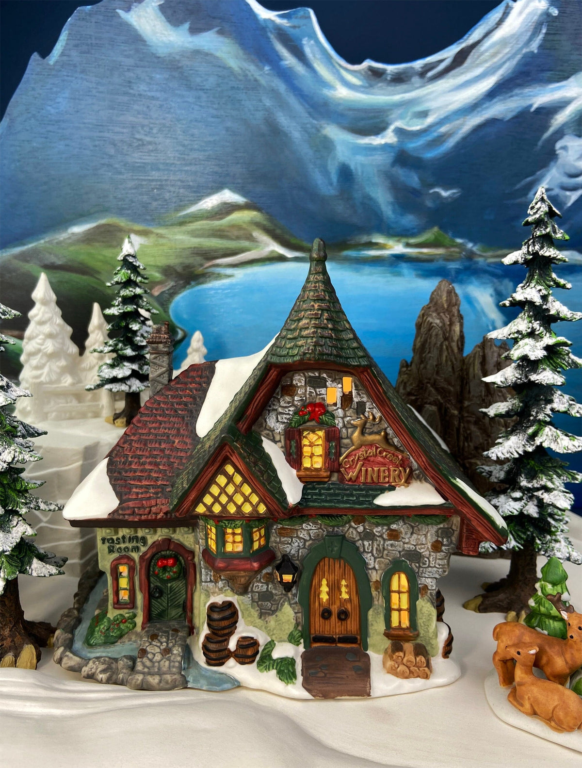 Christmas Village Accessories by Department 56. Illuminated McGrebe Cutters and Sleighs.  New England Village Series.