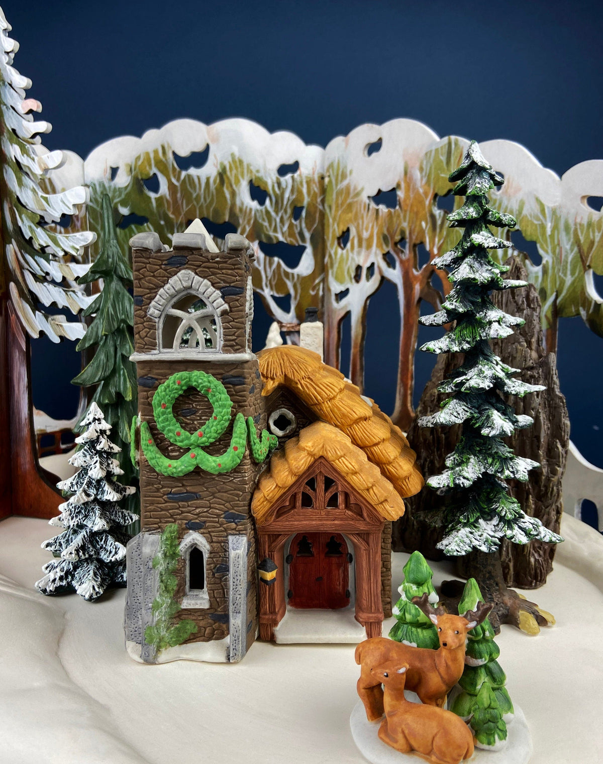 Ivy Glen Church. Dicken's Village Series. Porcelain Illuminated House. Christmas Village Accessories.