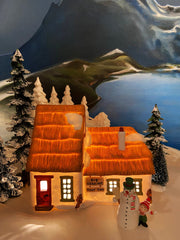 Department 56 Christmas Village Accessories. Illuminated Cottage of Bob Cratchit and Tiny Tim. Dicken's Village Series.