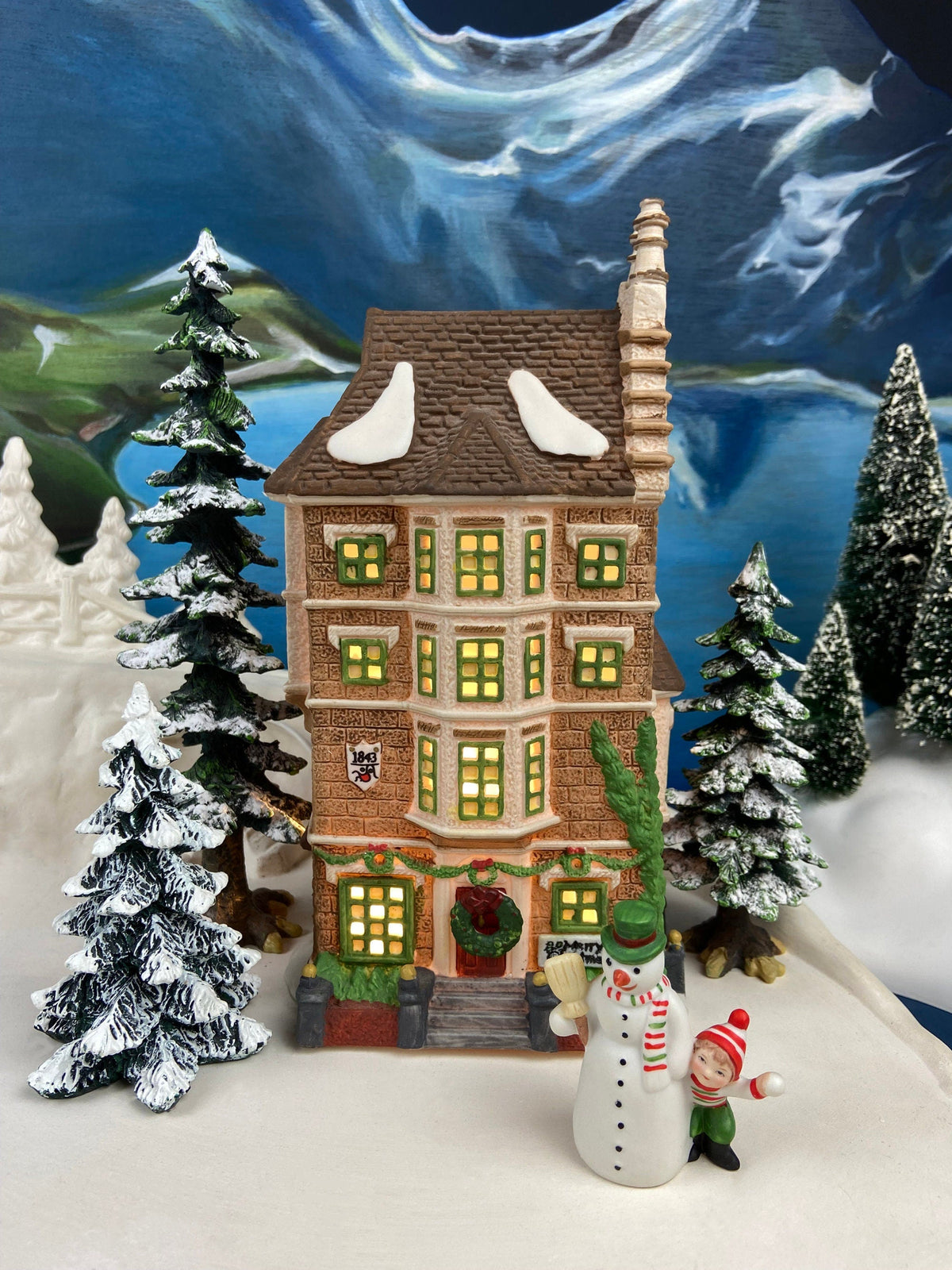 Christmas Village House. Illuminated Nephew Fred's Flat. Dickens Village Series. Christmas Diorama. Holiday Celebration.