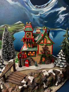 Needle's Tree Farm. Illuminated Porcelain Christmas Village House by Dept. 56. North Pole Series. Magically Detailed Holiday Decor.